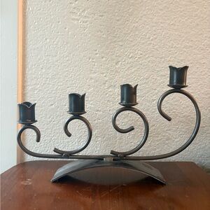 VINTAGE Handforged iron Elegant Black Metal pantina candelabra candle holder art